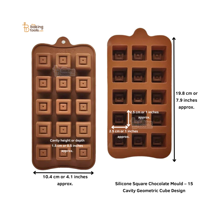 Silicone Square Chocolate Mould – 15 Cavity Geometric Cube Design